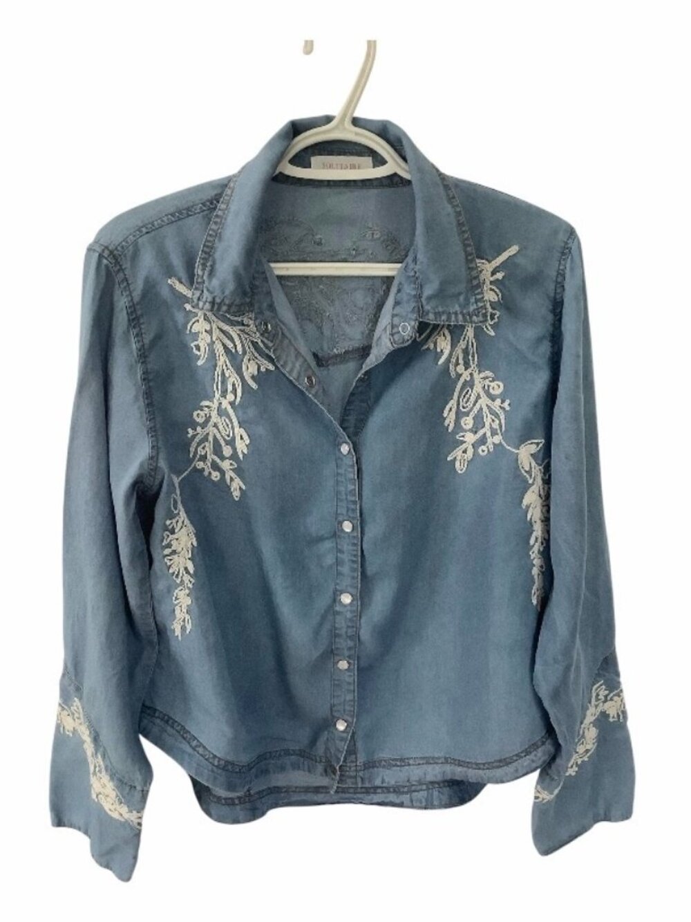 Country style Solitaire long sleeve denim shirt with embroidery design.  Size L